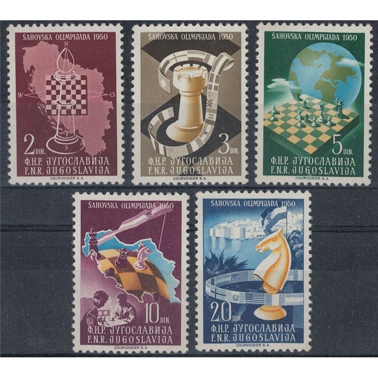 YUGOSLAVIA 1950 Chess Championship 5v MNH**