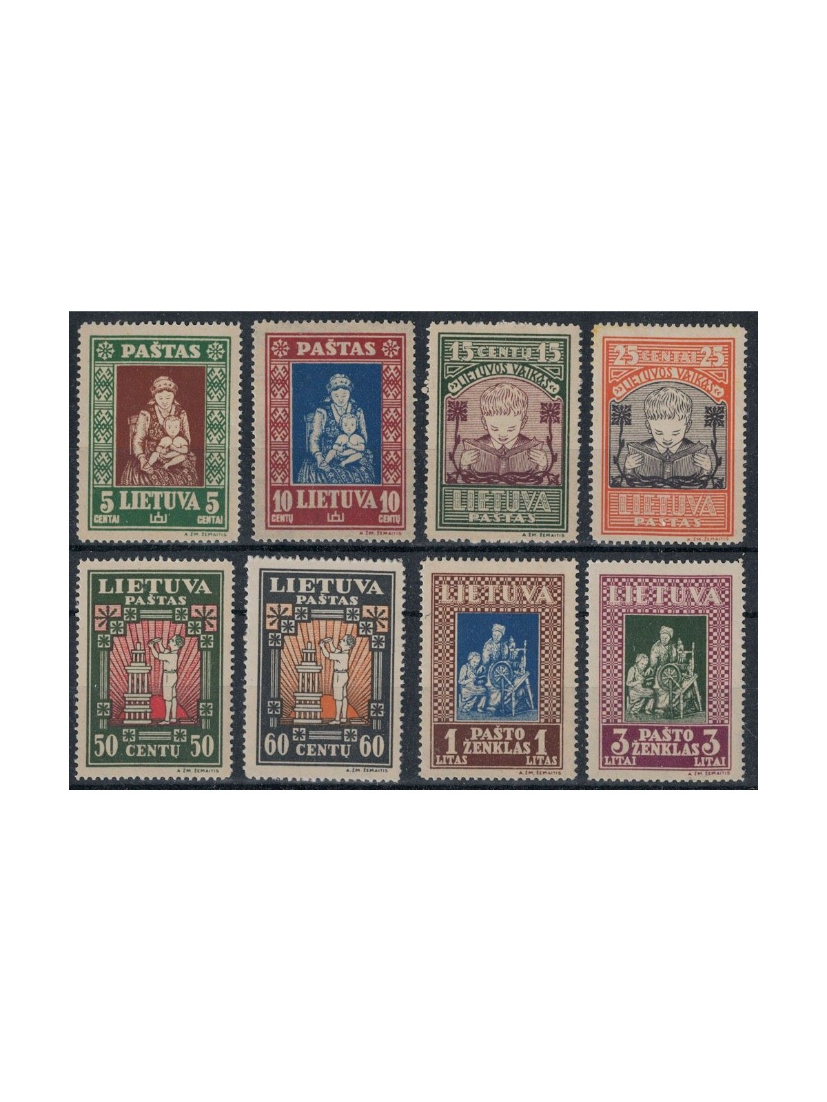 LITUANIA 1933 Pro opere per la gioventù 8v MNH**