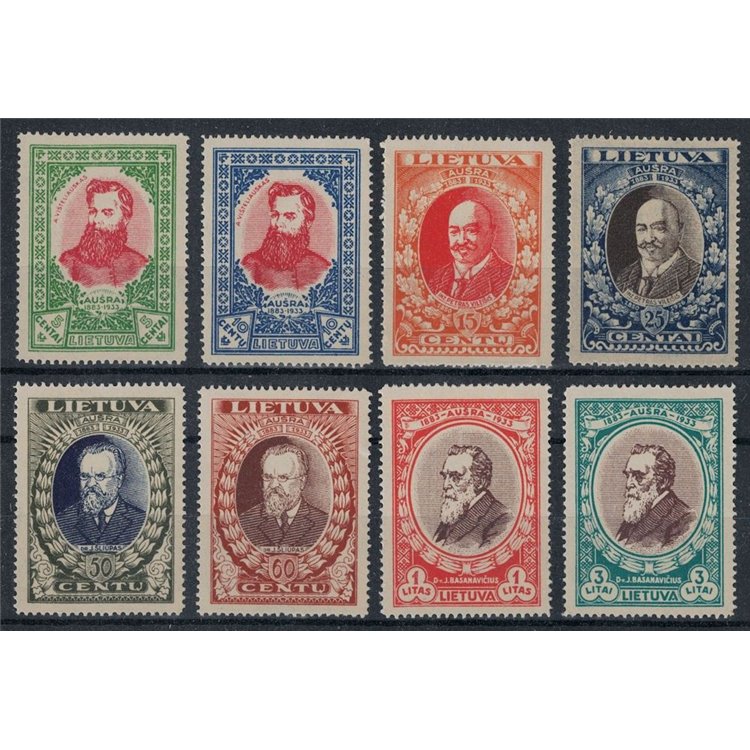 LITHUANIA 1933 Fiftieth anniversary of the Ausra newspaper 8v MNH**