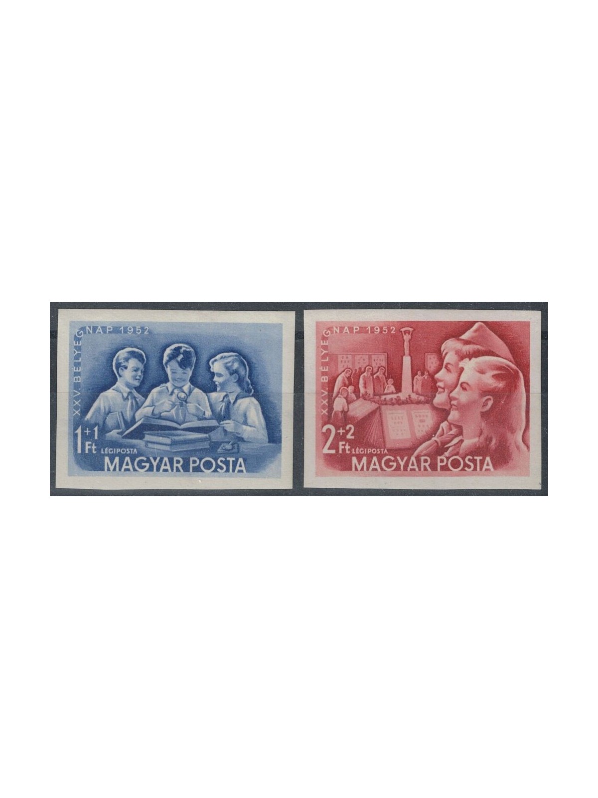 UNGHERIA 1952 Giornata del francobollo (non dentellati) 2v MNH**
