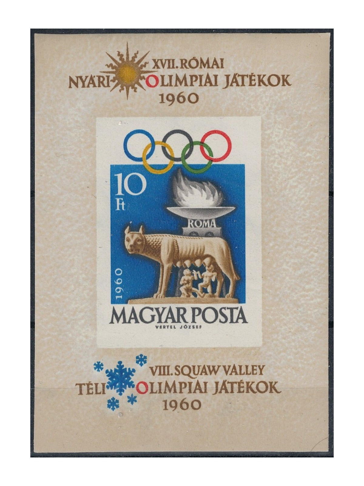 UNGHERIA 1960 Giochi olimpici estivi (non dentellato) BF MNH**