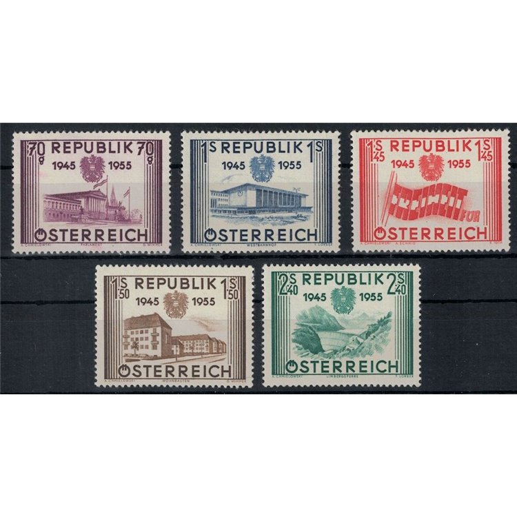 AUSTRIA 1955 Second Republic Anniversary 5v MNH**