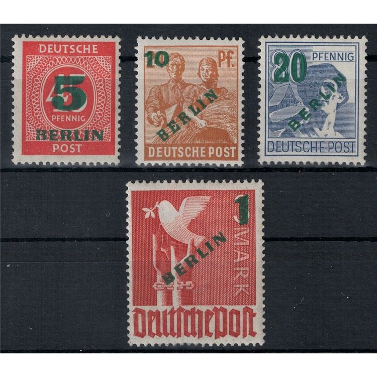 BERLINO 1949 Francobolli della Zona AIS soprast. in verde 4v MH*