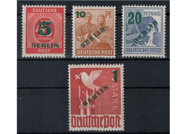 BERLIN 1949 AIS Zone stamps overprinted in green 4v MH*