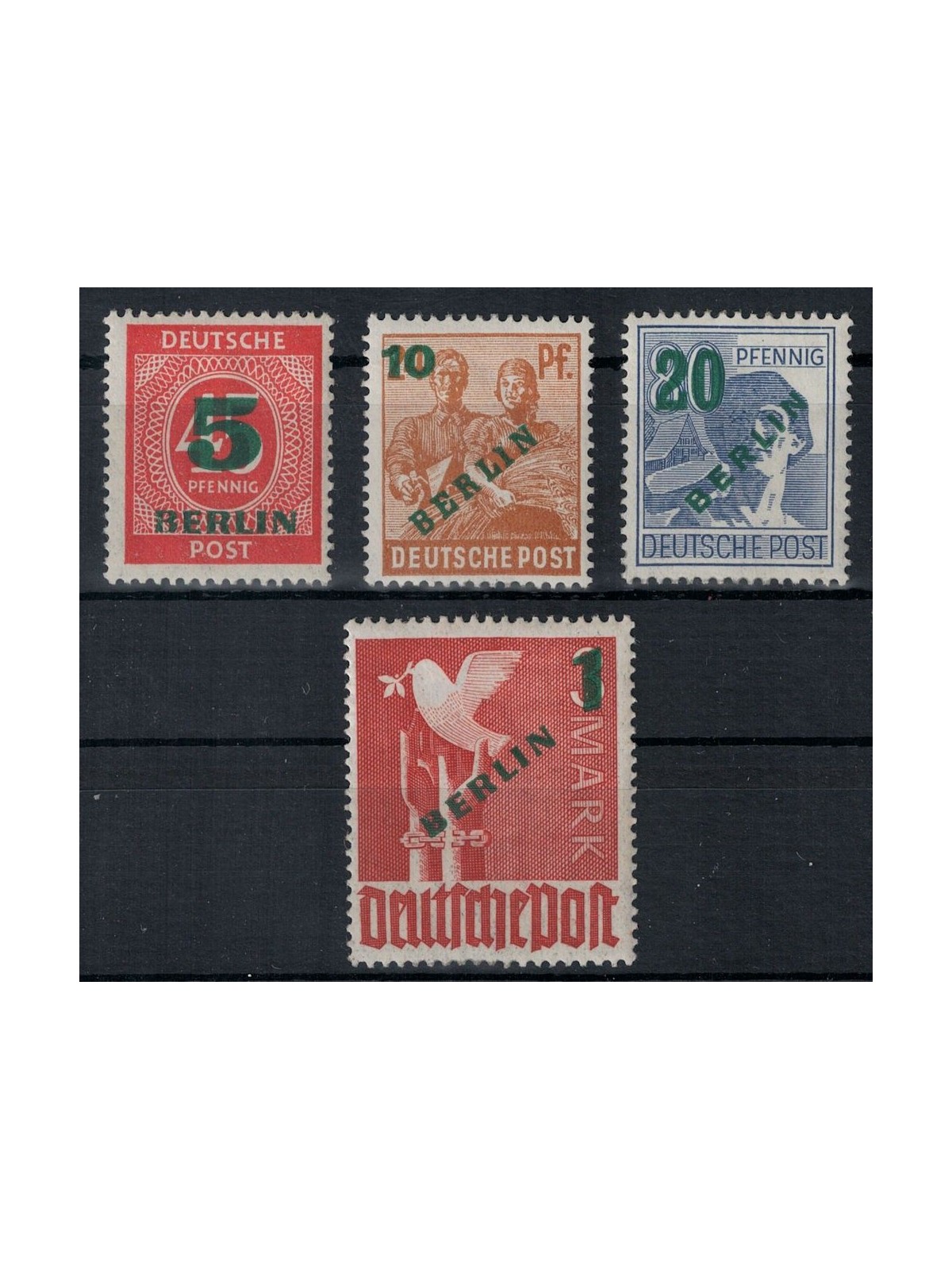 BERLINO 1949 Francobolli della Zona AIS soprast. in verde 4v MH*