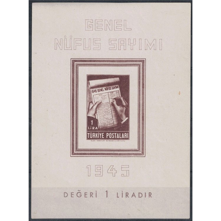 Türkiye 1945 Population Census s/s MNH**
