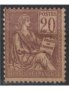 FRANCIA 1900-01 Allegoria, tipo Mouchon 20c bruno lilla MH*