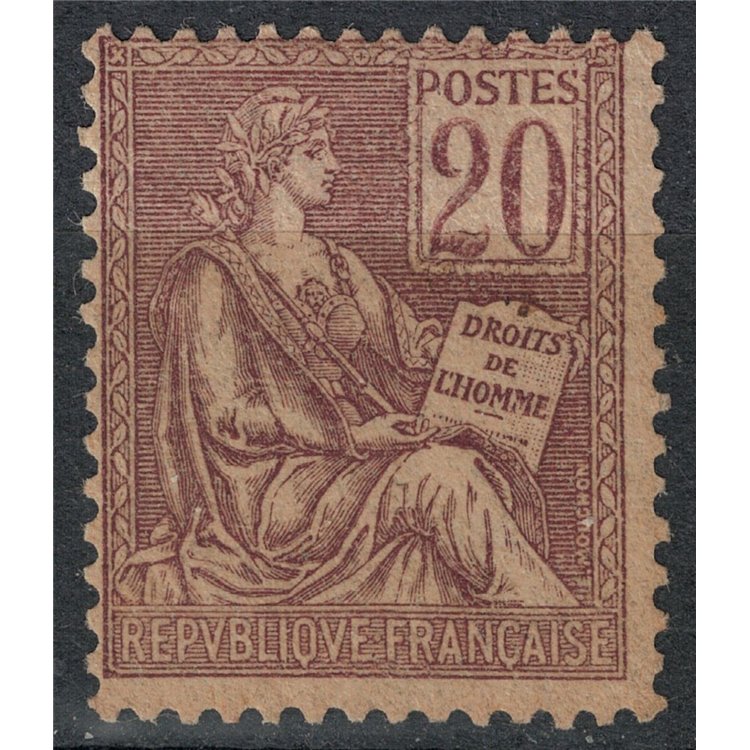 FRANCE 1900-01 Allegory, type Mouchon 20c brown lilac MH*
