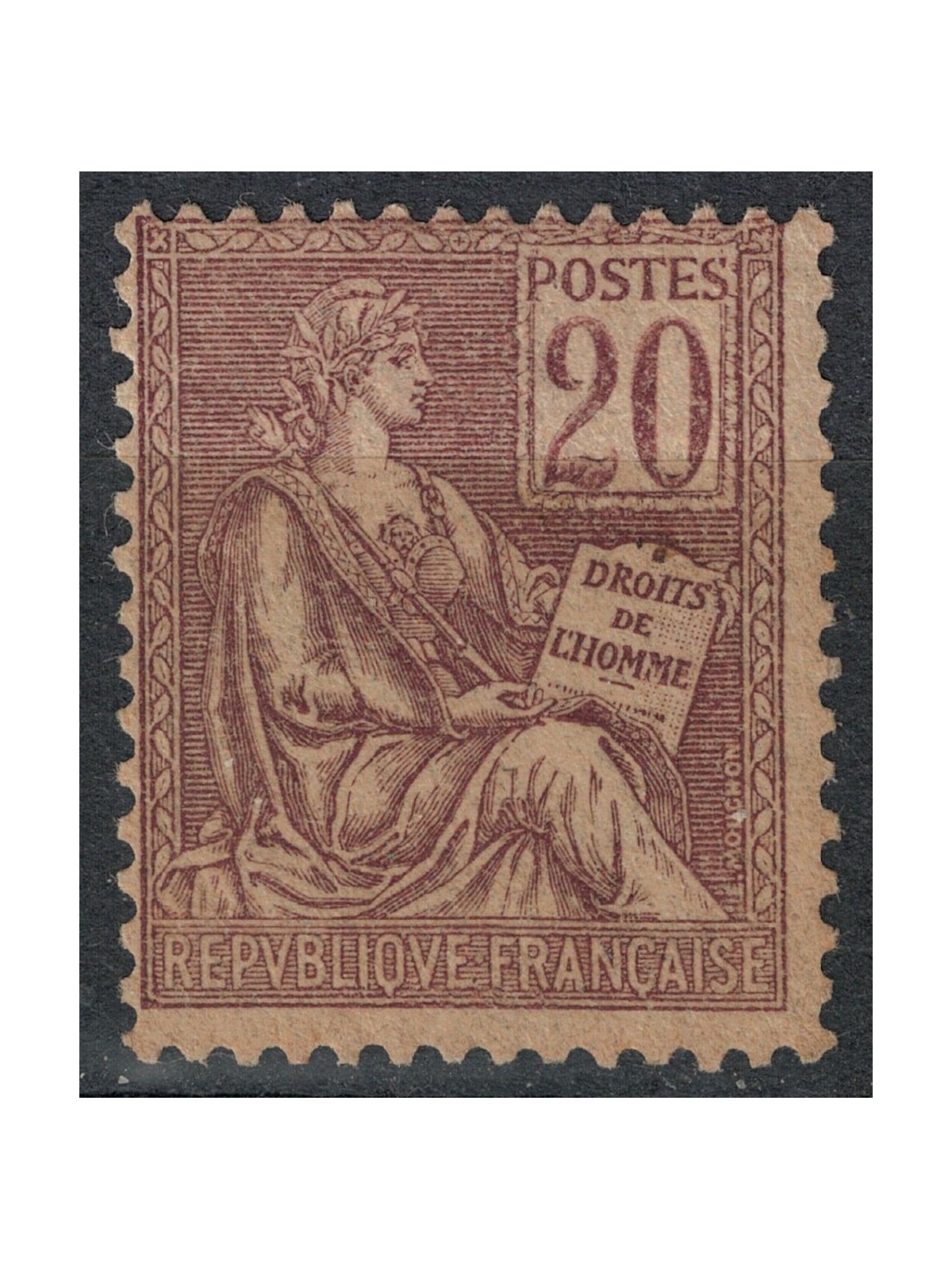 FRANCE 1900-01 Allegory, type Mouchon 20c brown lilac MH*
