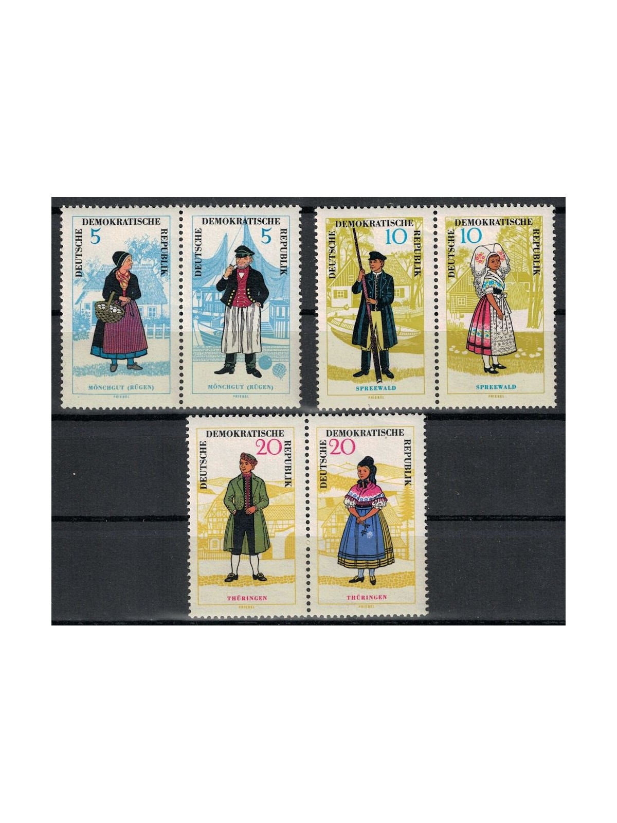 GERMANIA DDR 1964 Costumi regionali 6v MNH**