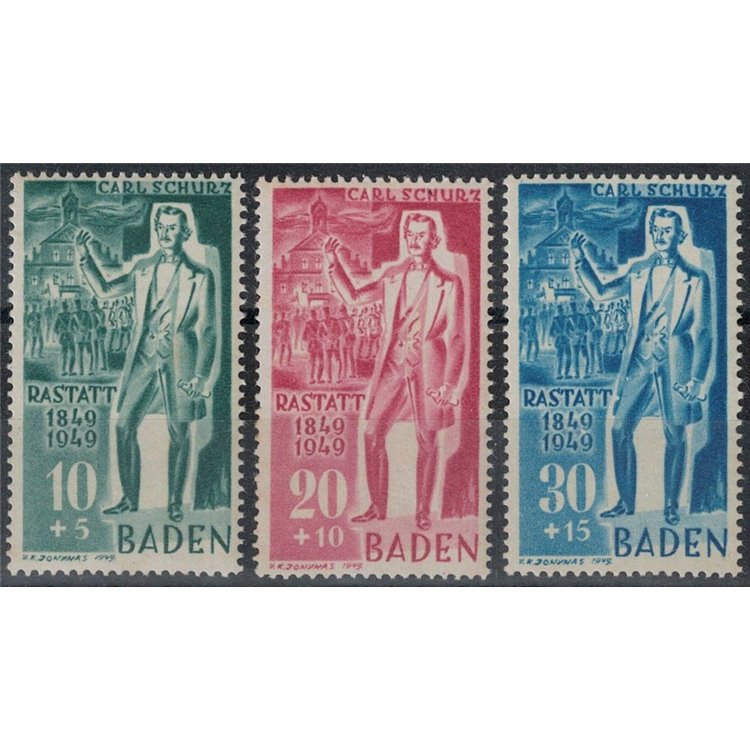 BADEN (FRENCH WOC) 1949 Revolutionary uprisings 3v MNH**