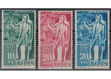 BADEN (FRENCH WOC) 1949 Revolutionary uprisings 3v MNH**