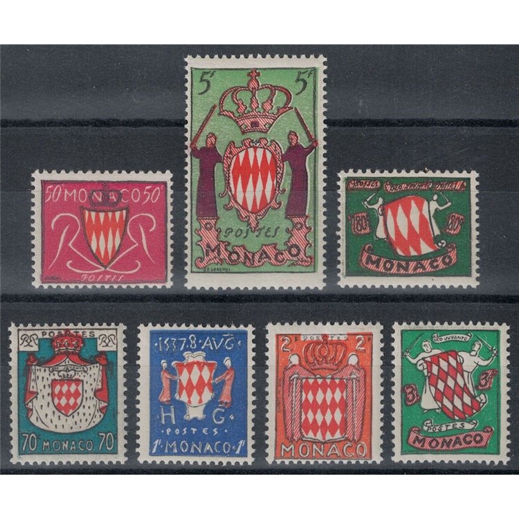 MONACO 1954 Coats of Arms of the Principality 7v MNH**