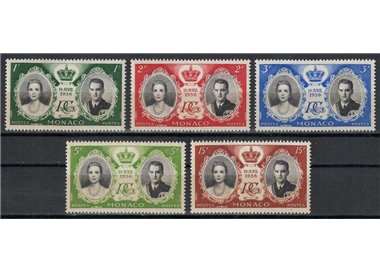 MONACO 1956 Matrimonio Ranieri III e Grace Kelly 5v MNH**