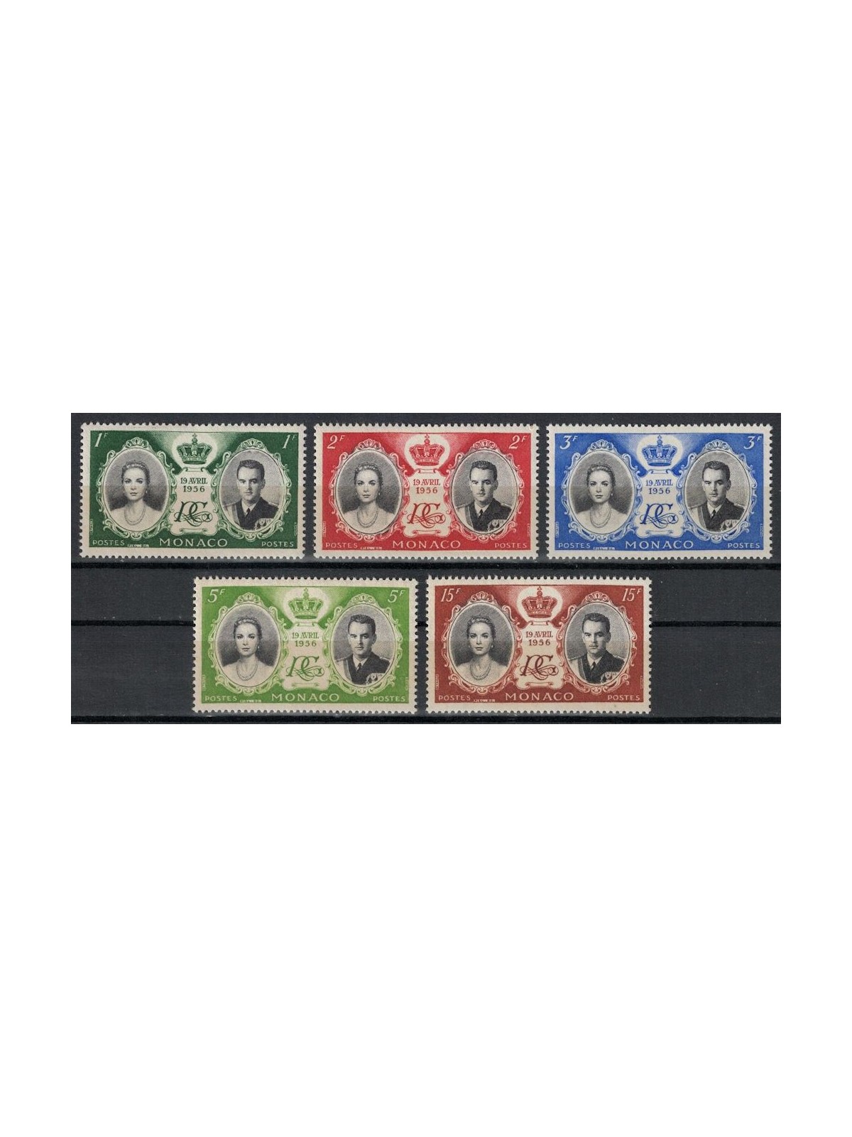 MONACO 1956 Matrimonio Ranieri III e Grace Kelly 5v MNH**