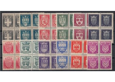 FRANCIA 1942 Soccorso Nazionale, Stemmi di Città (in quartina) 12v MNH**