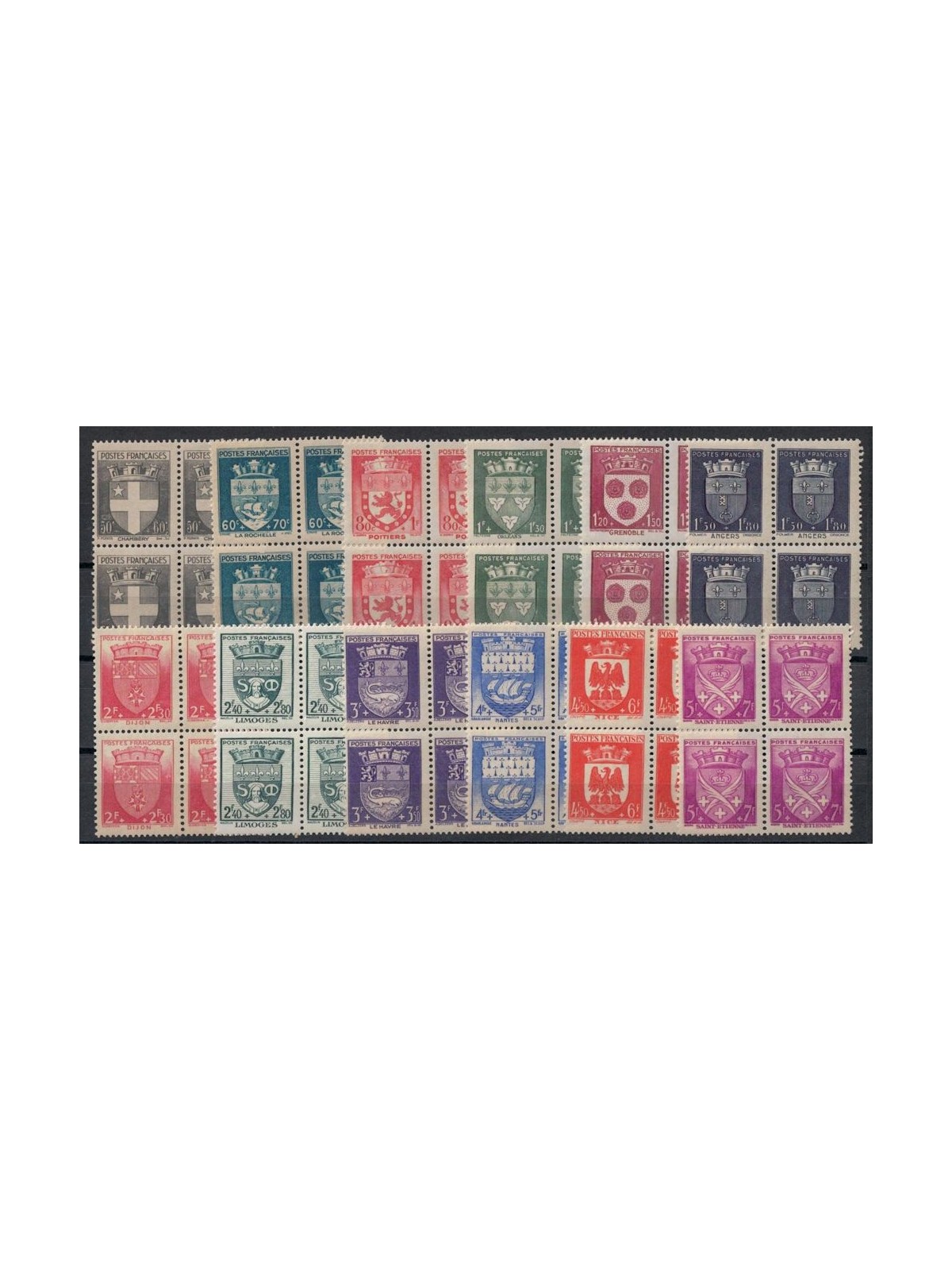 FRANCIA 1942 Soccorso Nazionale, Stemmi di Città (in quartina) 12v MNH**