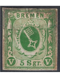 BREMEN 1855 5s green yellow MNG/MH*