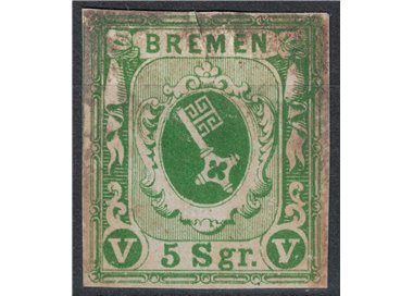 BREMEN 1855 5s green yellow MNG/MH*