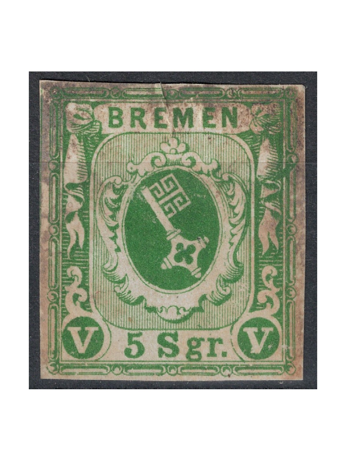 BREMEN 1855 5s green yellow MNG/MH*