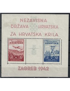 CROATIA 1942 Pro Aviation s/s MNH**