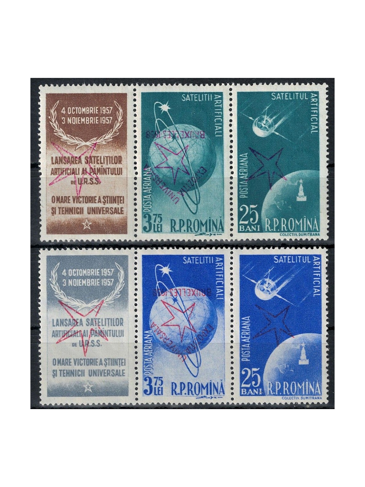 ROMANIA 1957 Satelliti orbitanti 4v MNH**
