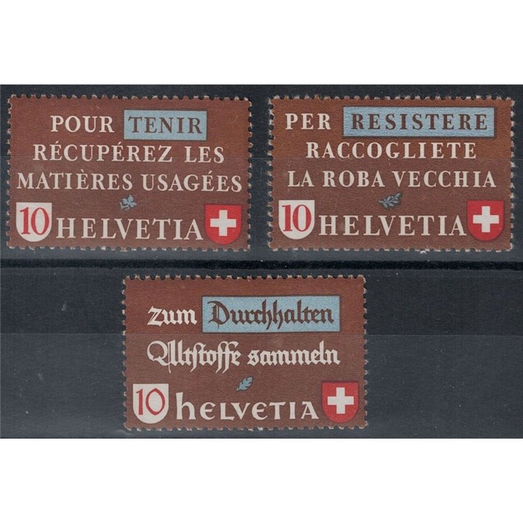 SWITZERLAND 1942 Propaganda used materials 3v MNH**