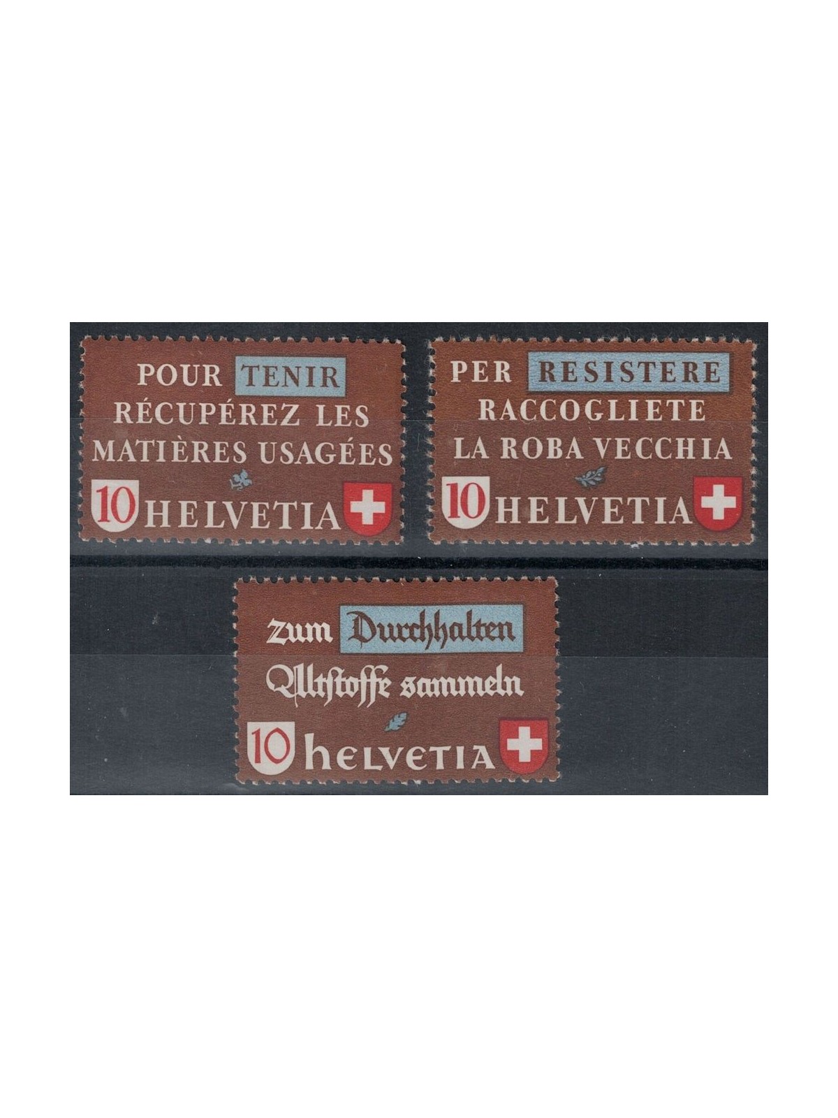 SWITZERLAND 1942 Propaganda used materials 3v MNH**