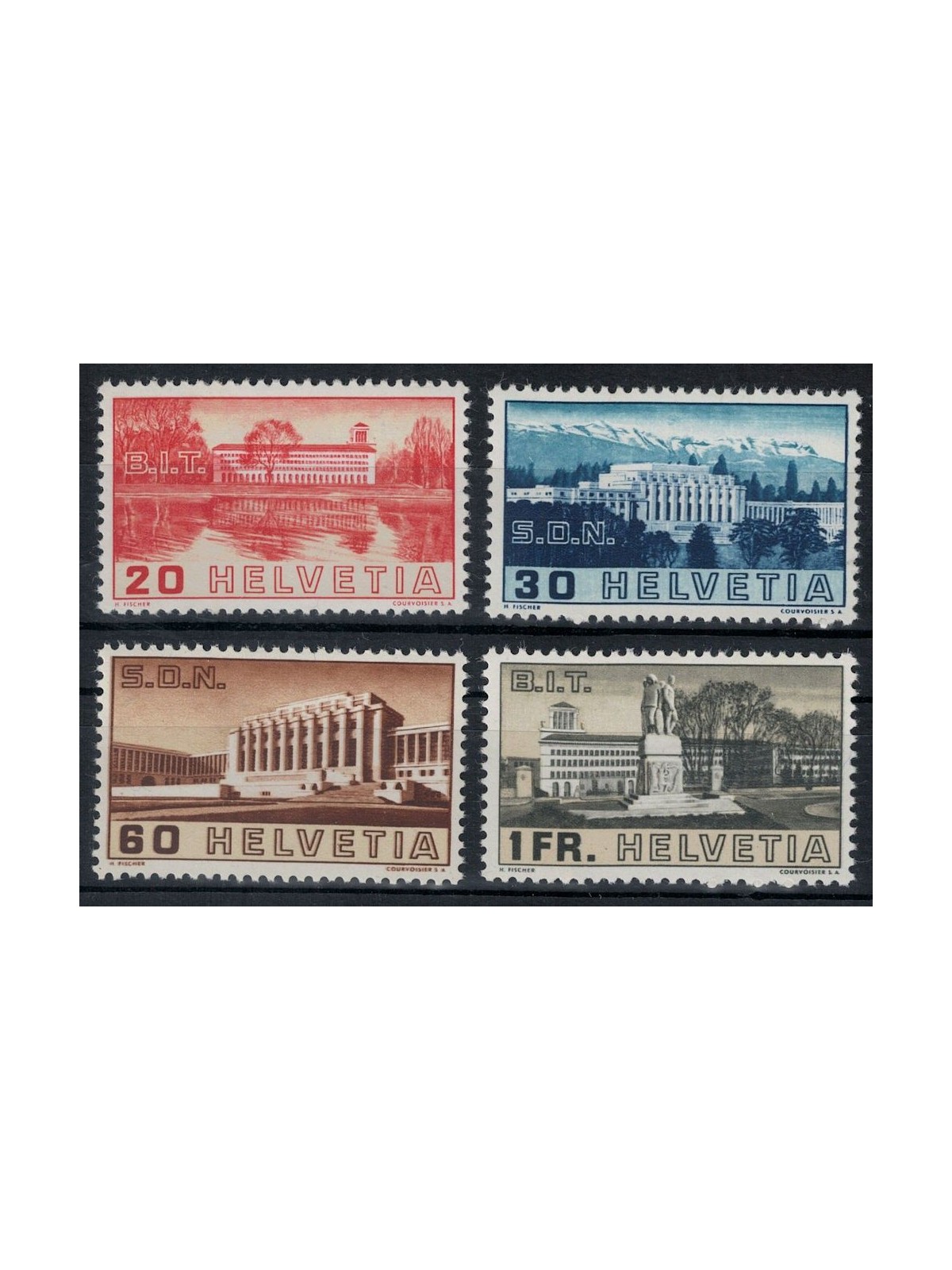 SVIZZERA 1938 Palazzo S.D.N. e B.I.T. 4v MNH**