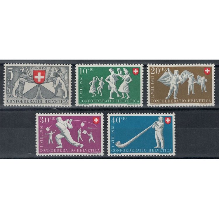SVIZZERA 1951 Pro Patria 5v MNH**