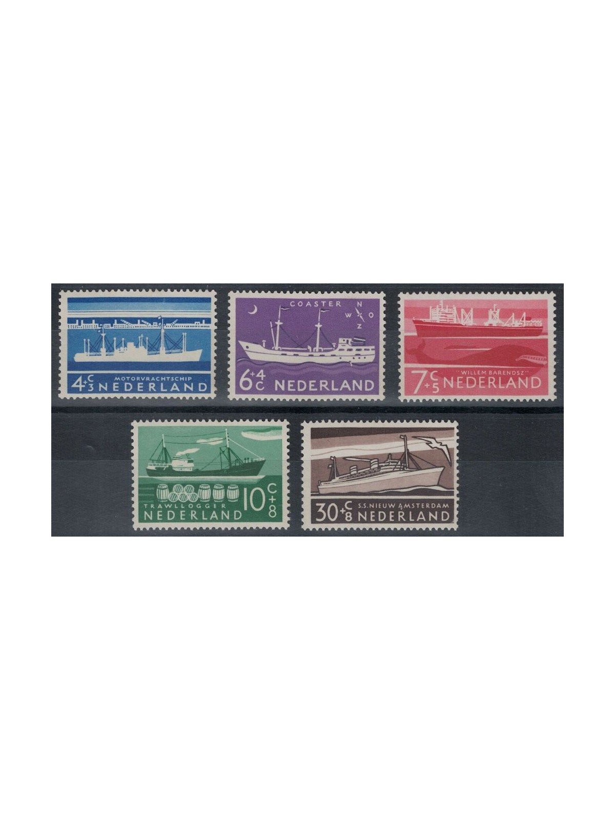 NETHERLANDS 1957 Charity, summer series, ships 5v MNH**