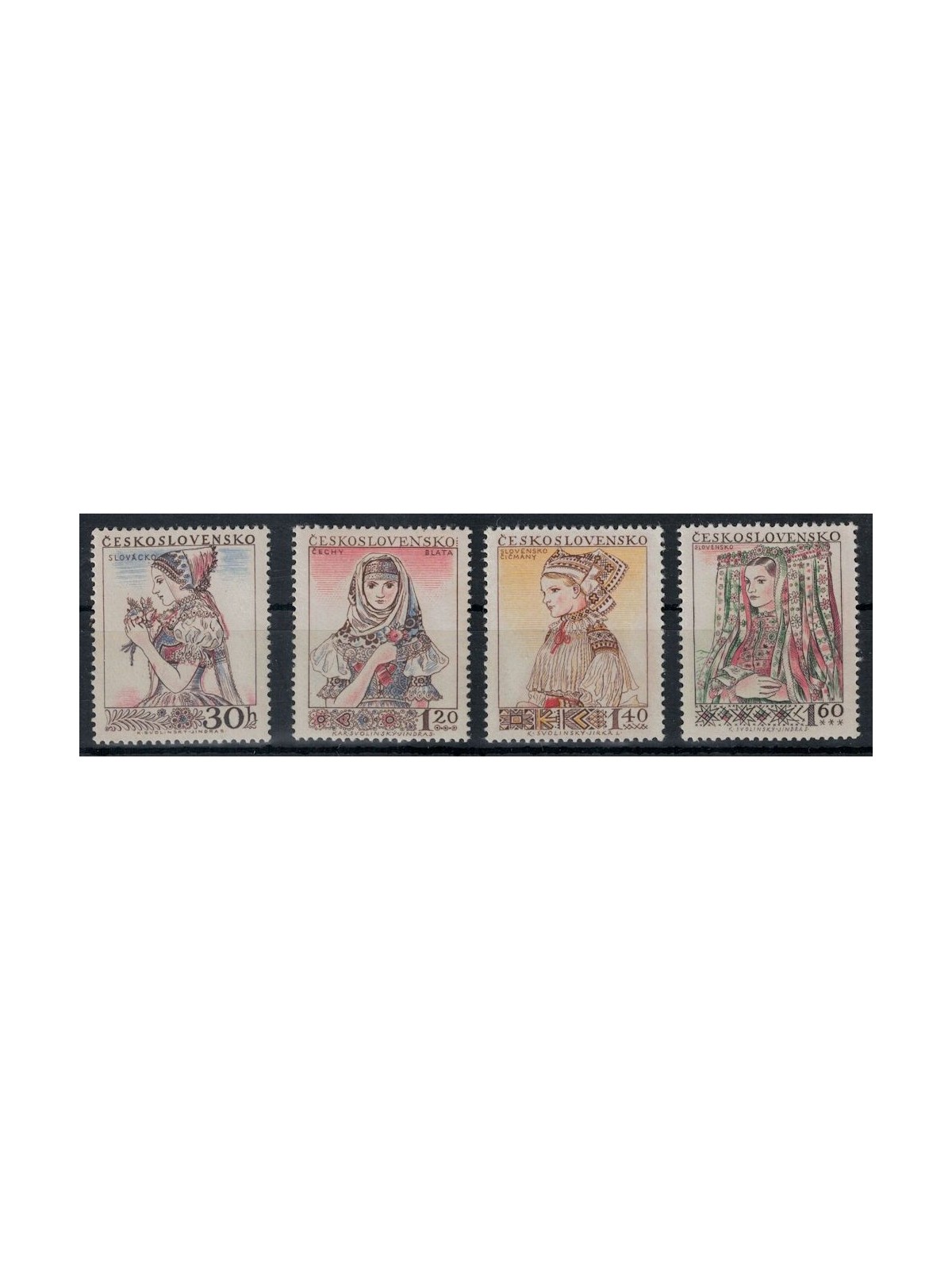 CECOSLOVACCHIA 1956 Costumi tradizionali (II) 4v MNH**
