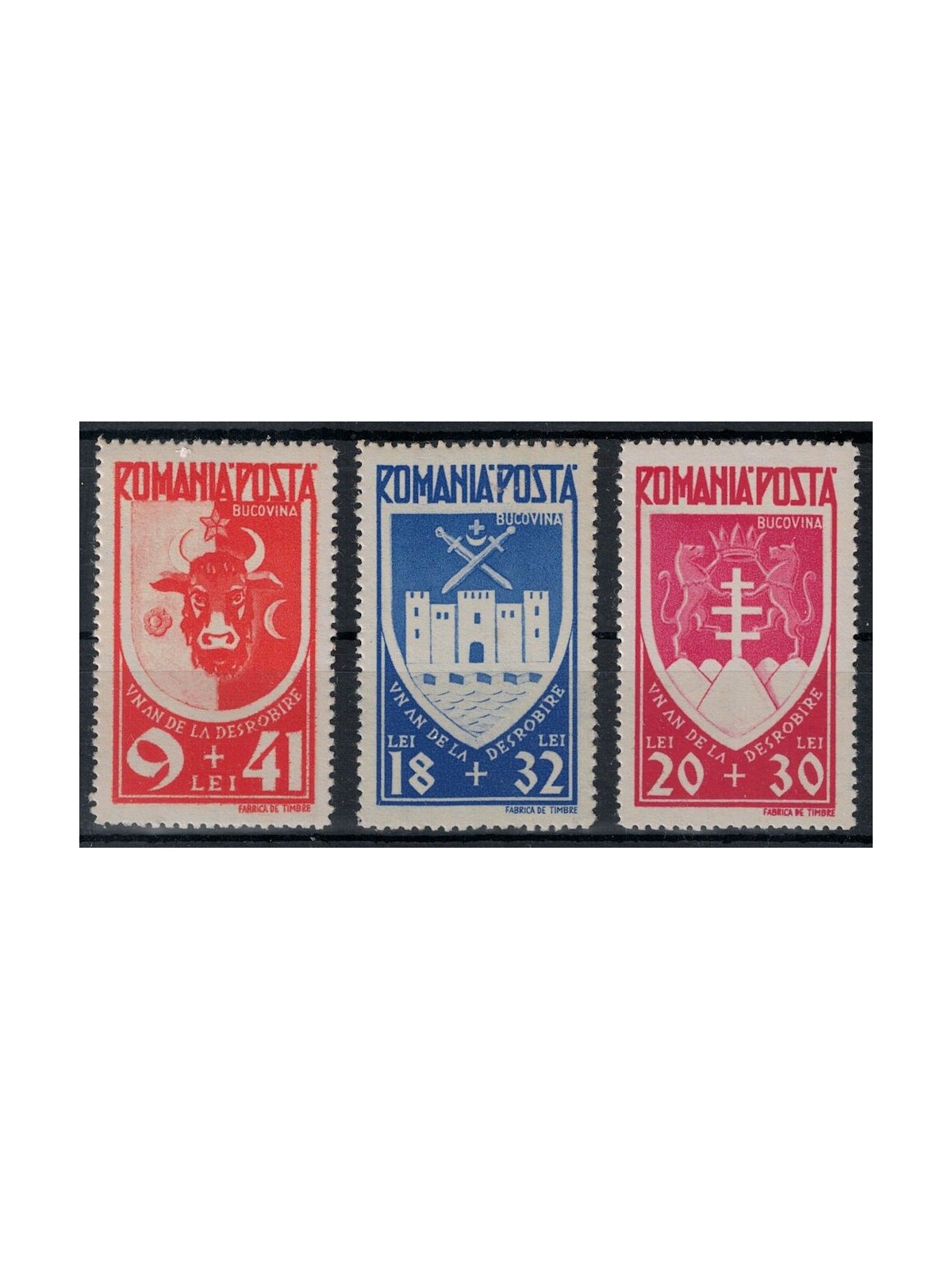 ROMANIA 1942 Riannessione della Bucovina 3v MNH**