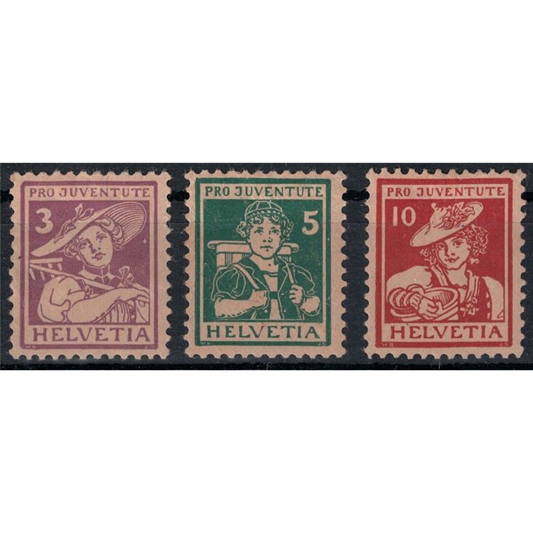 SWITZERLAND 1916 Pro Juventute 3v MH*