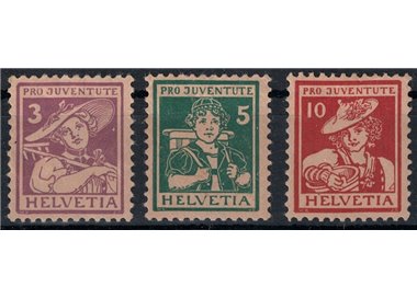 SWITZERLAND 1916 Pro Juventute 3v MH*