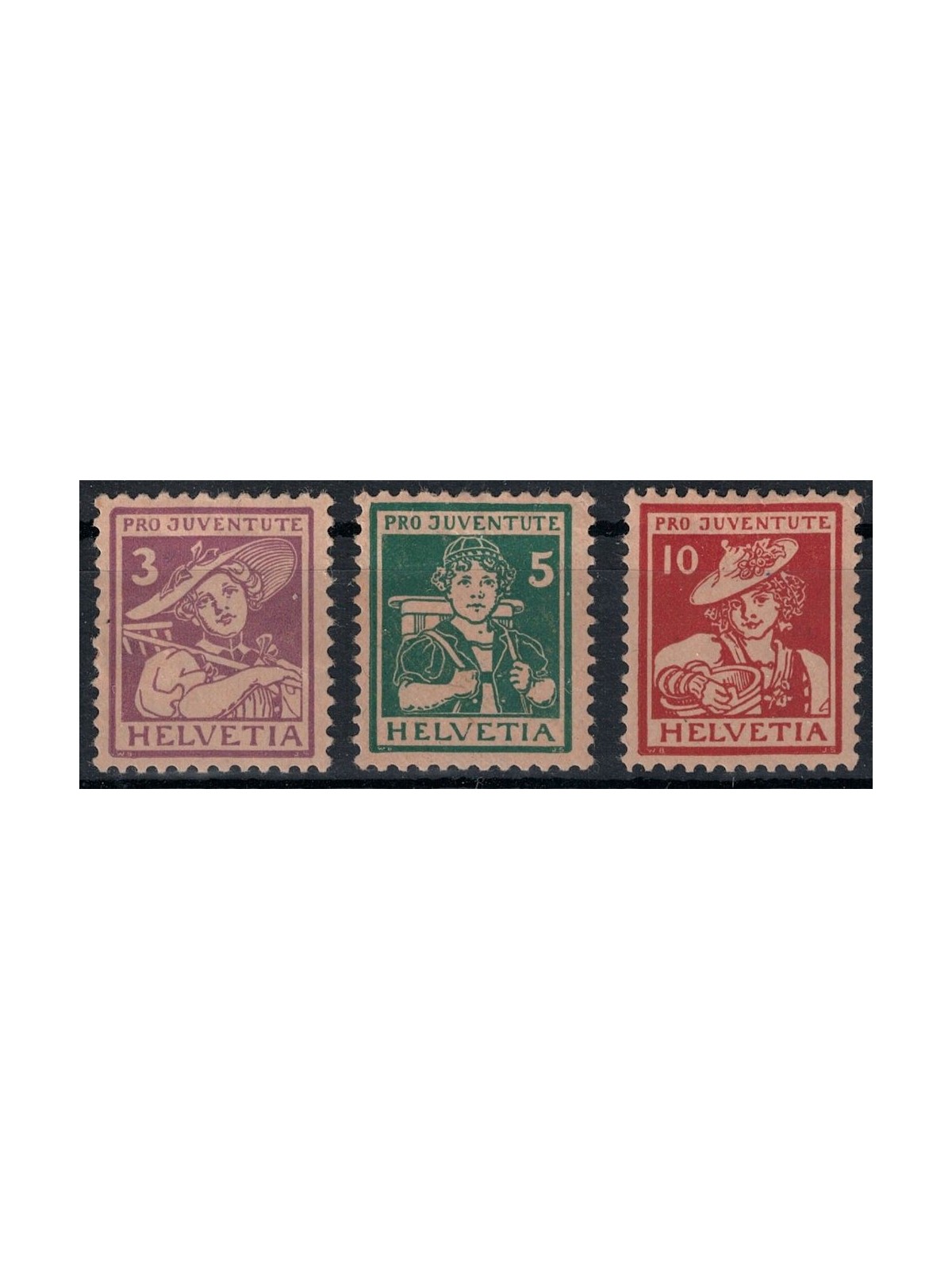 SWITZERLAND 1916 Pro Juventute 3v MH*