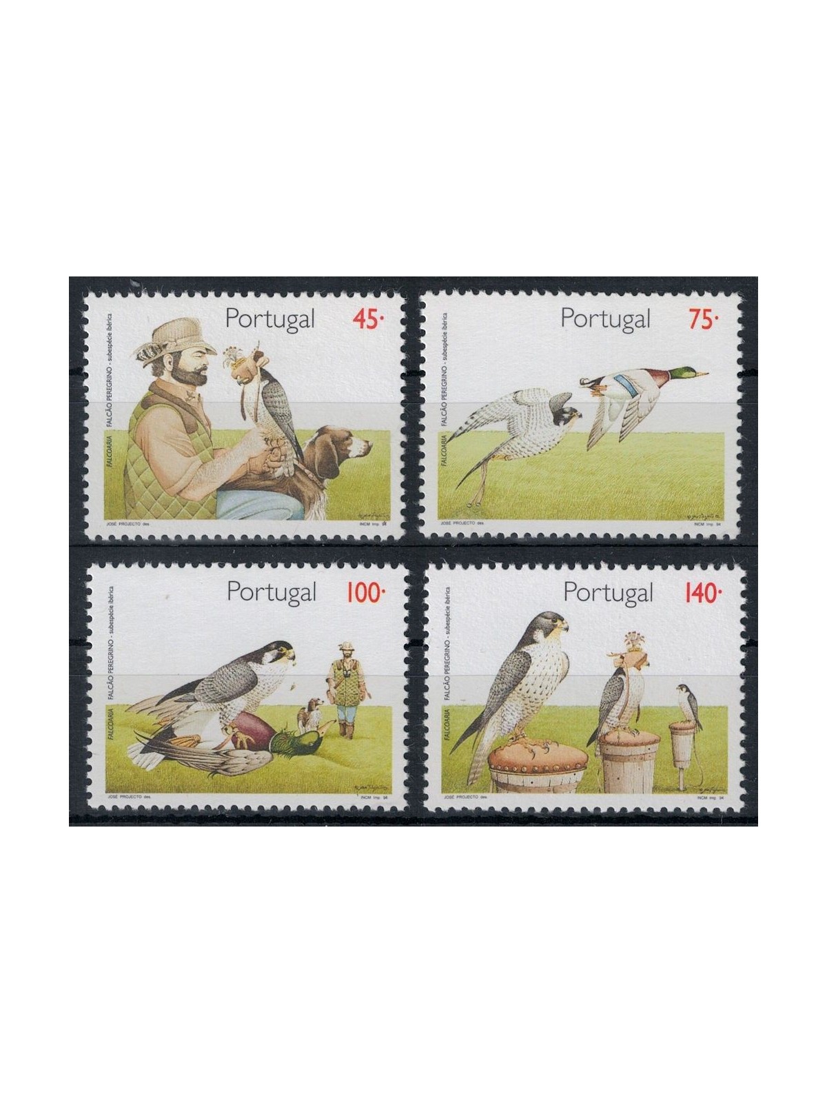PORTUGAL 1994 Nature Protection, Art of Falconry 4v MNH**