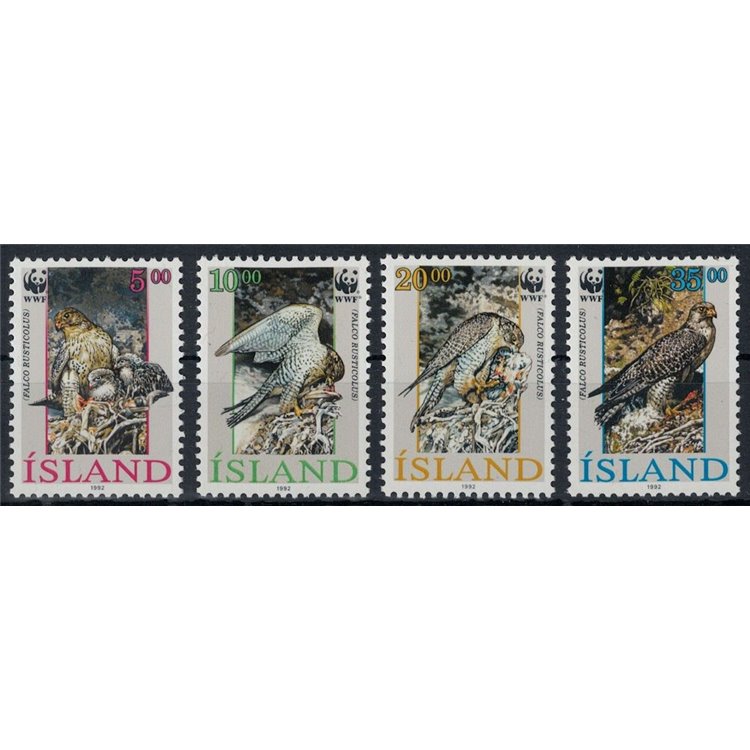 ICELAND 1992 Protected fauna, the falcon 4v MNH**