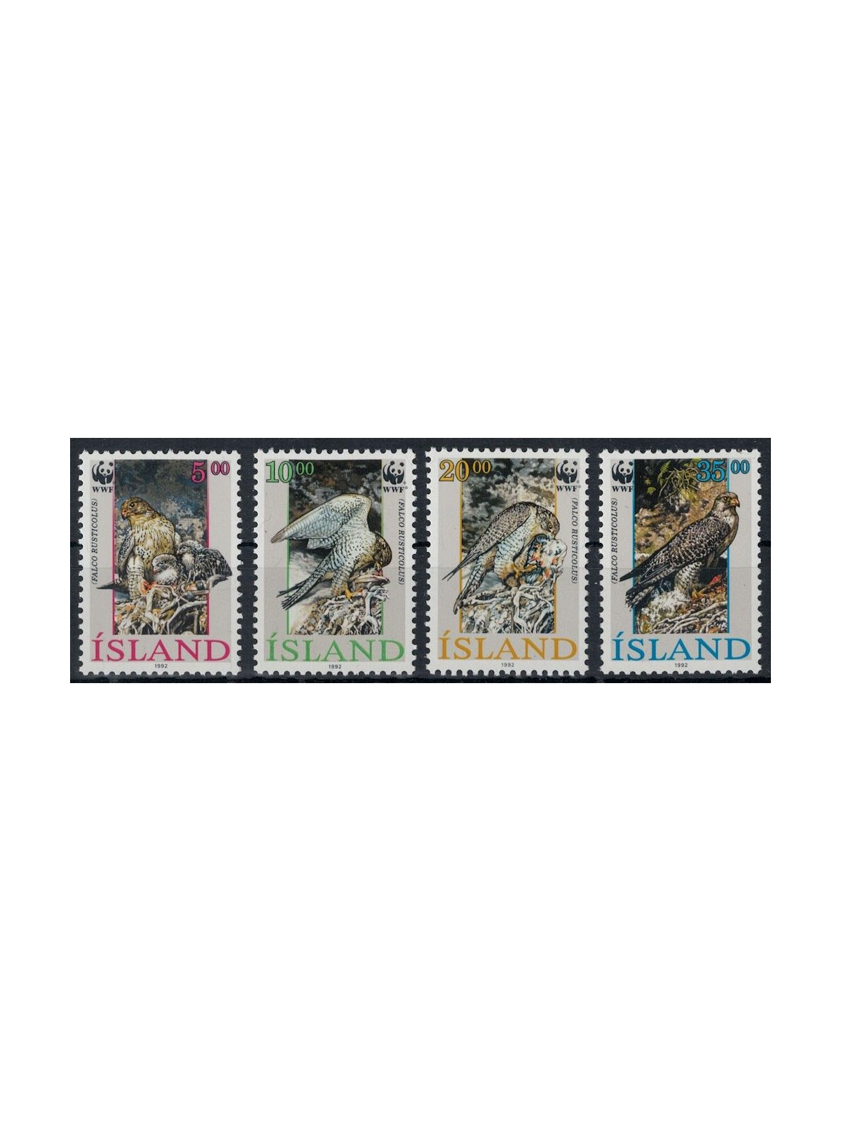 ICELAND 1992 Protected fauna, the falcon 4v MNH**