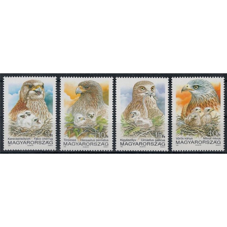 HUNGARY 1992 Nature and Environment, Birds of Prey 4v MNH**