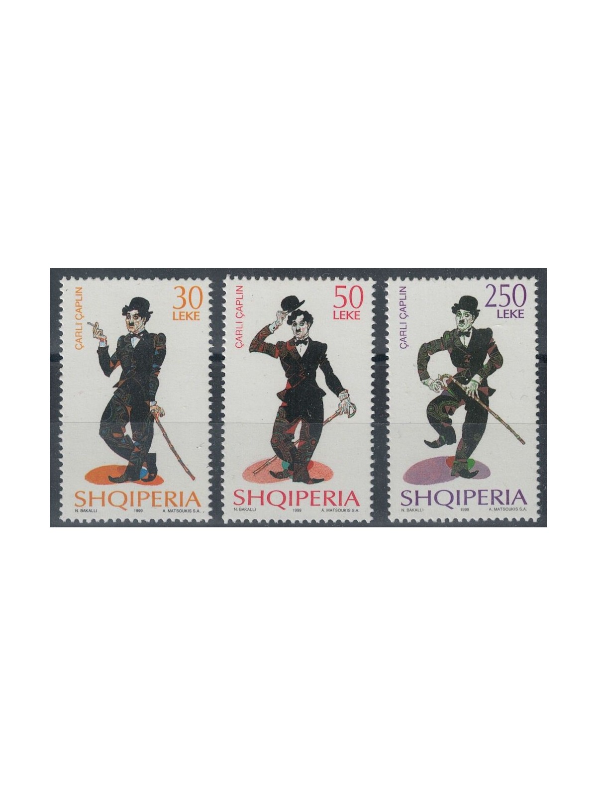 ALBANIA 1999 Charlie Chaplin 3v MNH**