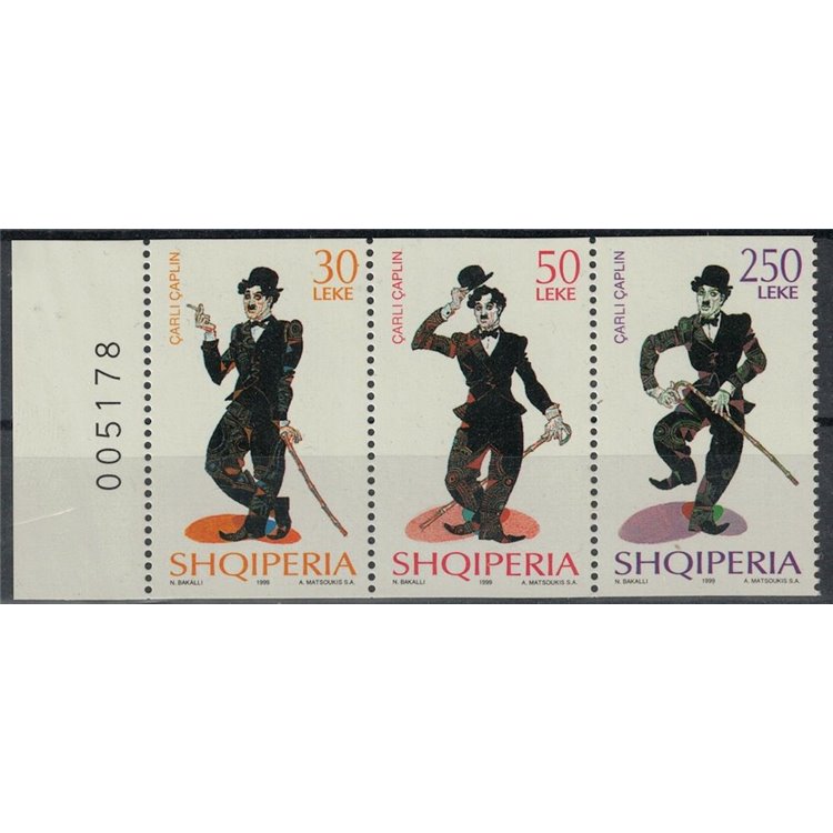ALBANIA 1999 Charlie Chaplin (da LB) 3v MNH**