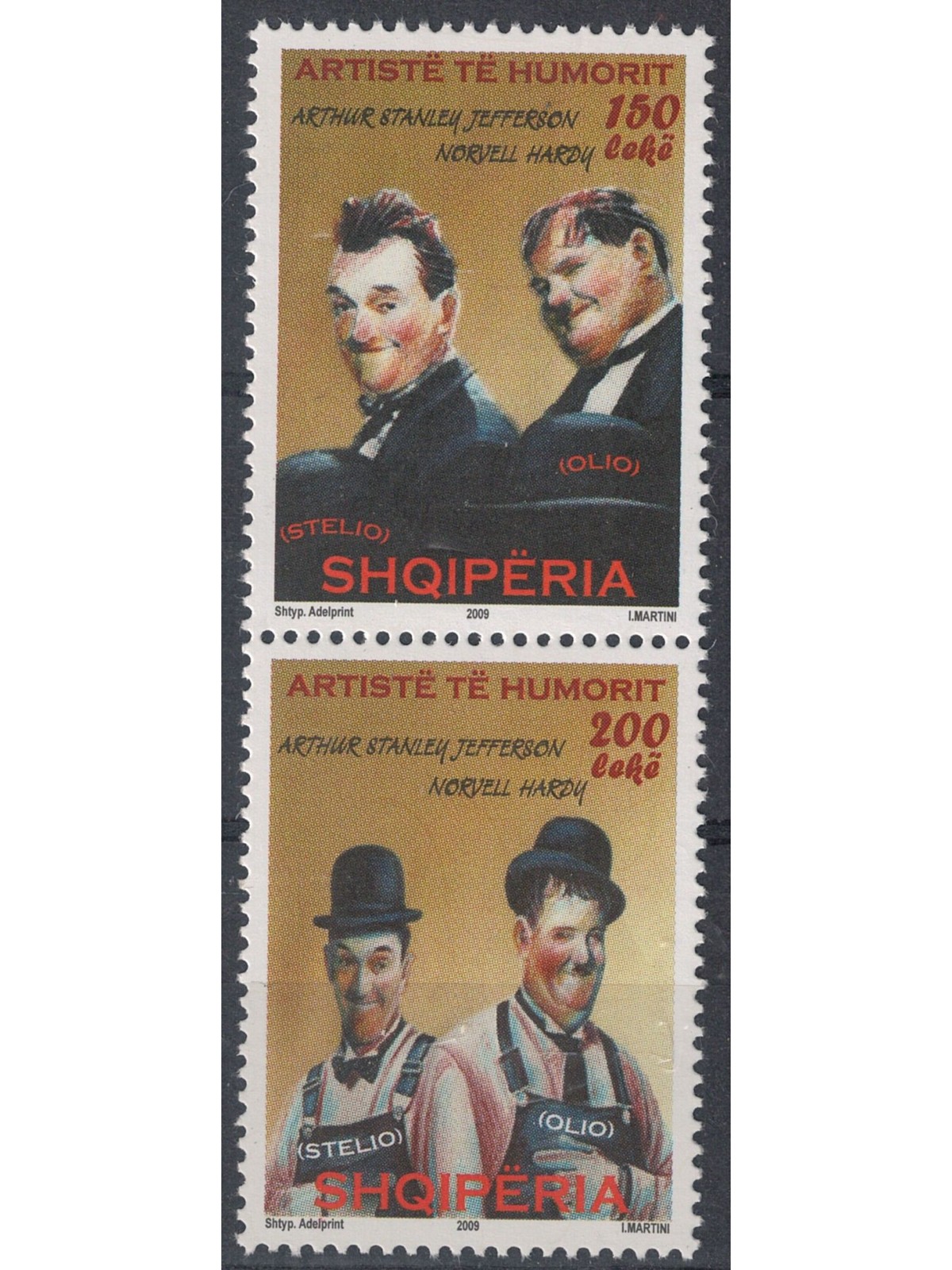 ALBANIA 2009 Stan Lauer e Oliver Hardy 2v MNH**