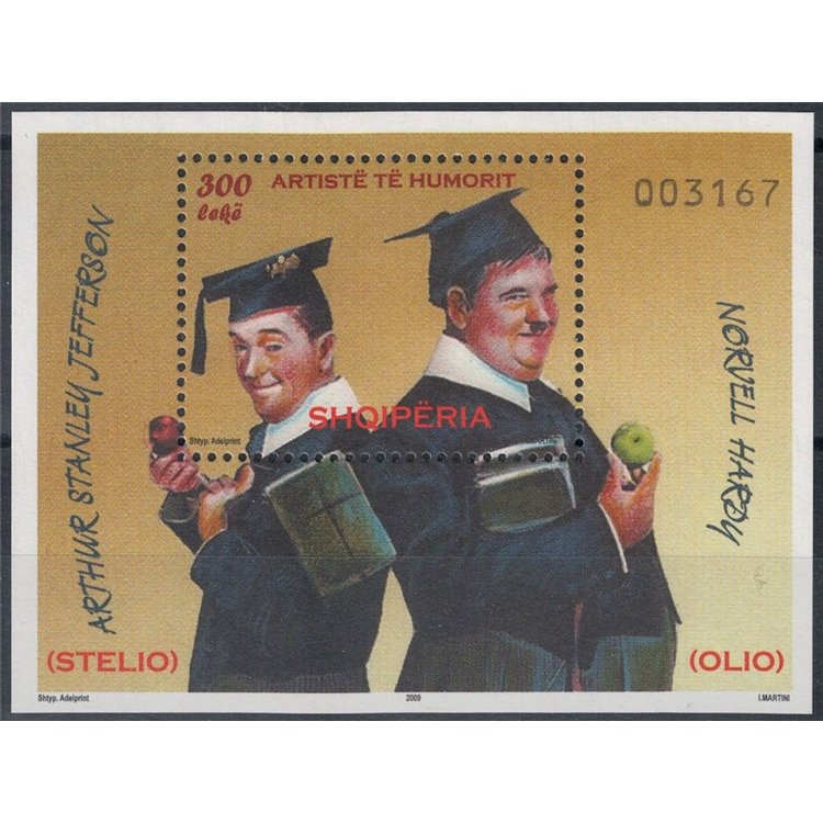 ALBANIA 2009 Stan Lauer and Oliver Hardy s/s MNH**
