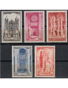 FRANCIA 1944 Cattedrali (1ª serie) 5v MNH**