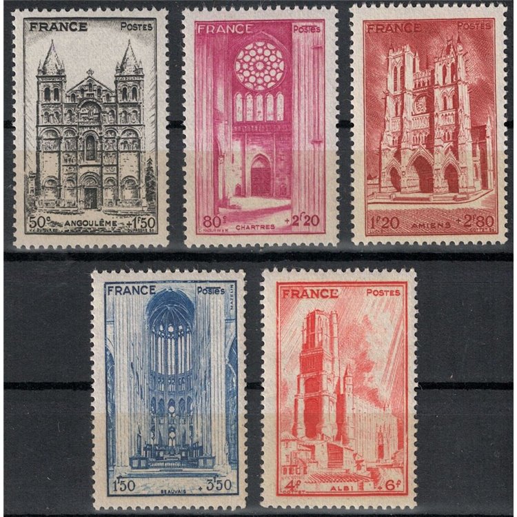 FRANCIA 1944 Cattedrali (1ª serie) 5v MNH**