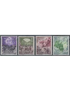 SPAGNA 1962 I quindici Misteri del S. Rosario (posta aerea) 4v MNH**