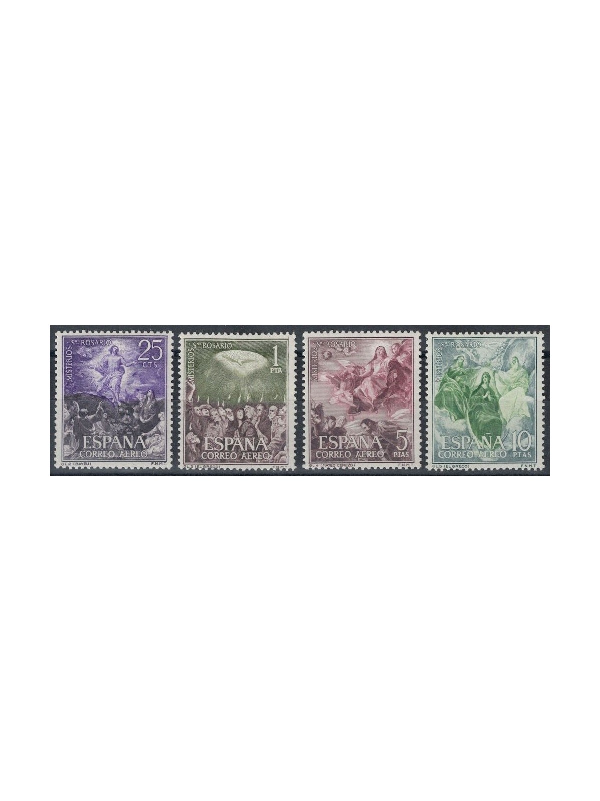 SPAGNA 1962 I quindici Misteri del S. Rosario (posta aerea) 4v MNH**