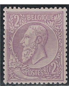 BELGIO 1884-91 Re Leopoldo II 2f violetto MH*