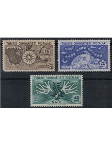 TURCHIA 1954 Anniversario NATO 3v MNH**
